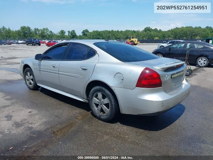 2006 Pontiac Grand Prix VIN: 2G2WP552761254951 Lot: 39896888