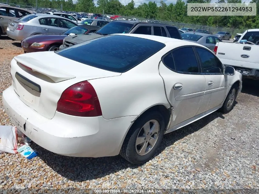 2006 Pontiac Grand Prix VIN: 2G2WP552261294953 Lot: 39919869