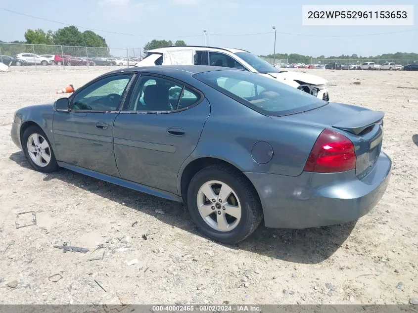 2006 Pontiac Grand Prix VIN: 2G2WP552961153653 Lot: 40002465