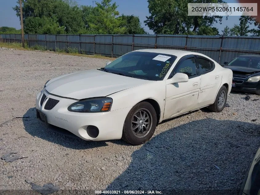 2006 Pontiac Grand Prix VIN: 2G2WP552061145764 Lot: 40033921