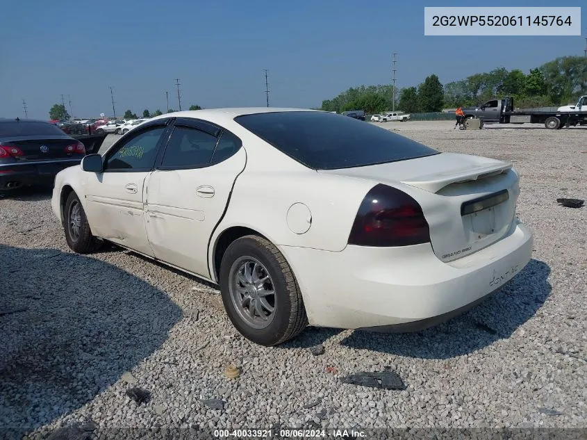 2006 Pontiac Grand Prix VIN: 2G2WP552061145764 Lot: 40033921