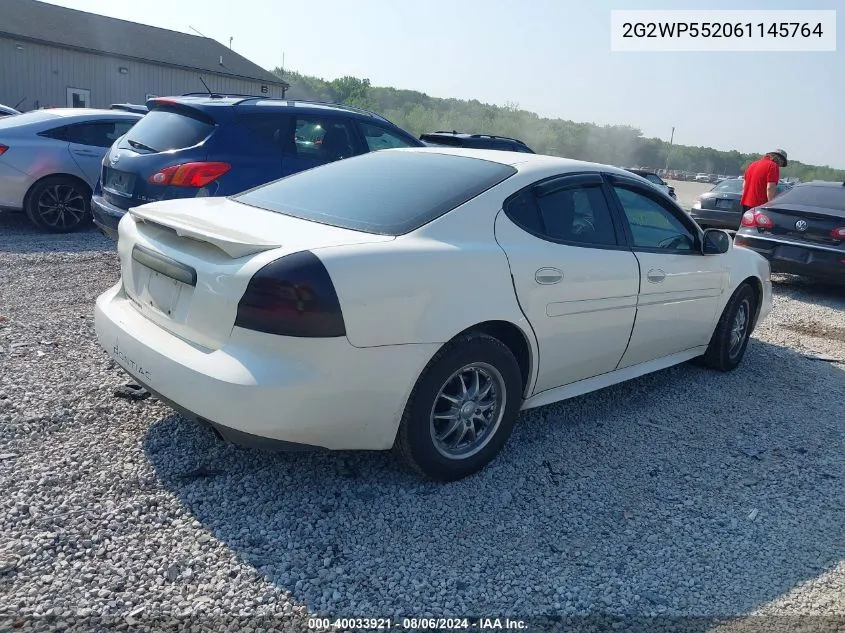 2006 Pontiac Grand Prix VIN: 2G2WP552061145764 Lot: 40033921