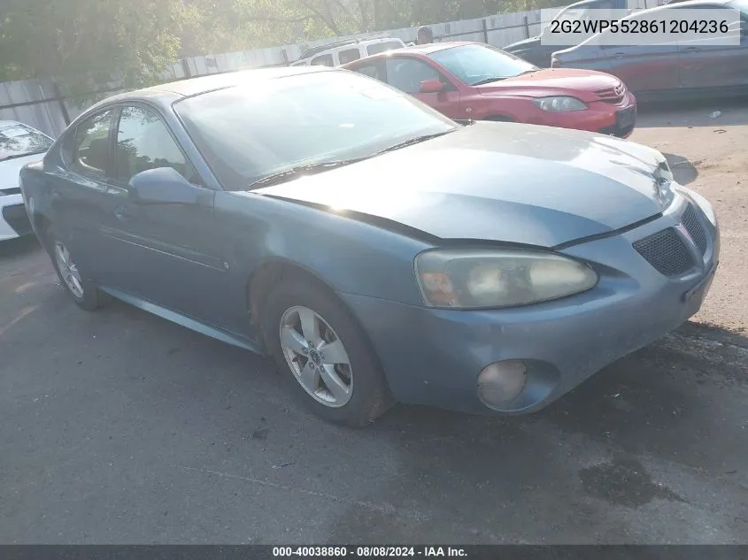 2006 Pontiac Grand Prix VIN: 2G2WP552861204236 Lot: 40038860