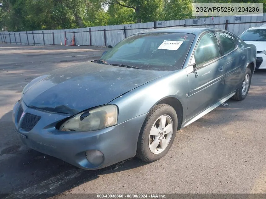 2006 Pontiac Grand Prix VIN: 2G2WP552861204236 Lot: 40038860