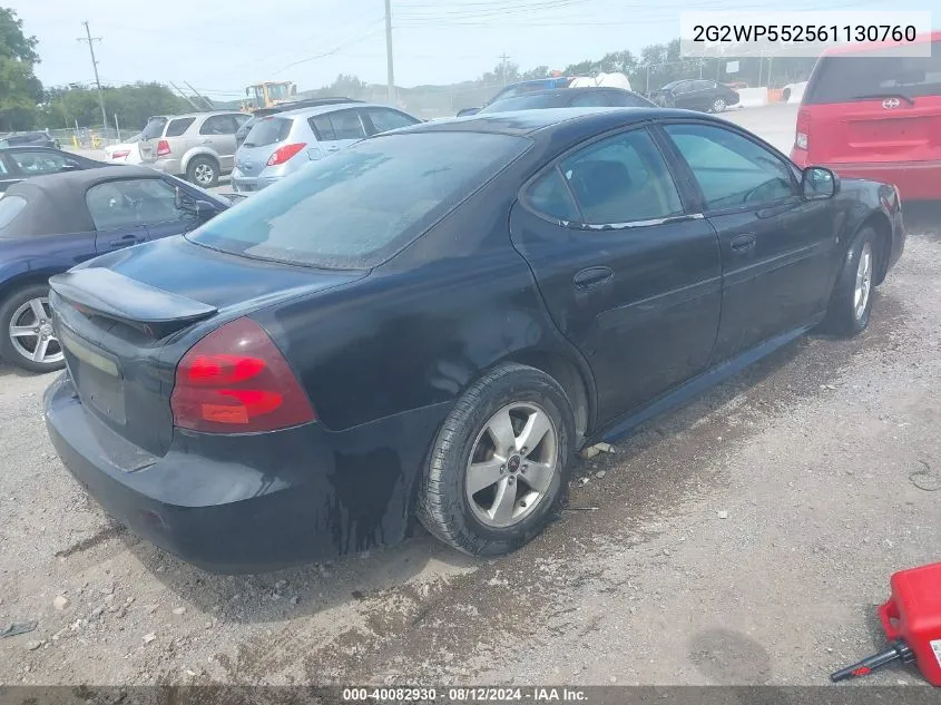 2006 Pontiac Grand Prix VIN: 2G2WP552561130760 Lot: 40082930