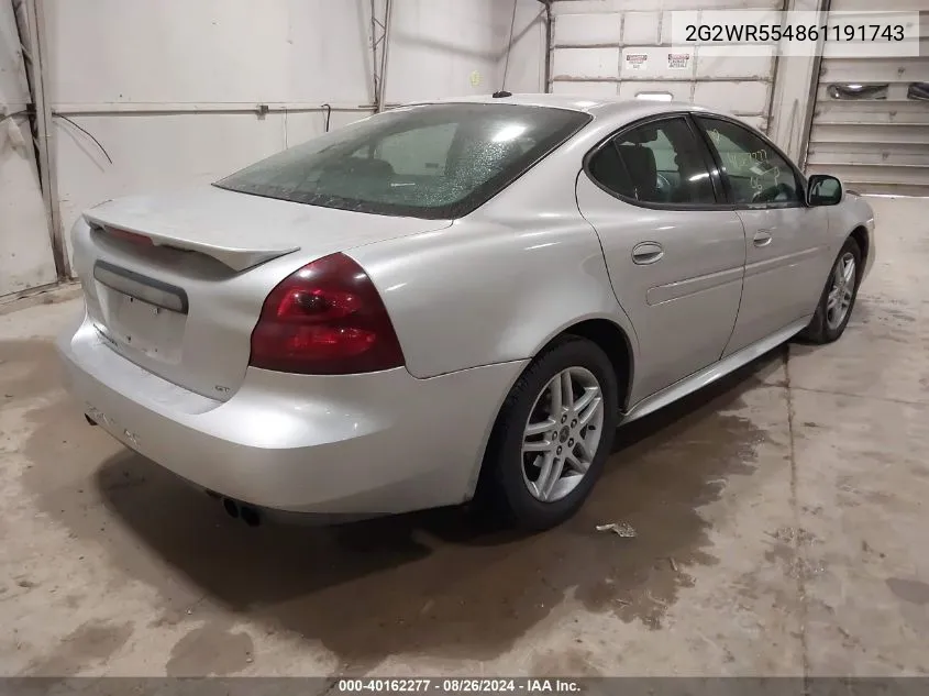 2006 Pontiac Grand Prix Gt VIN: 2G2WR554861191743 Lot: 40162277