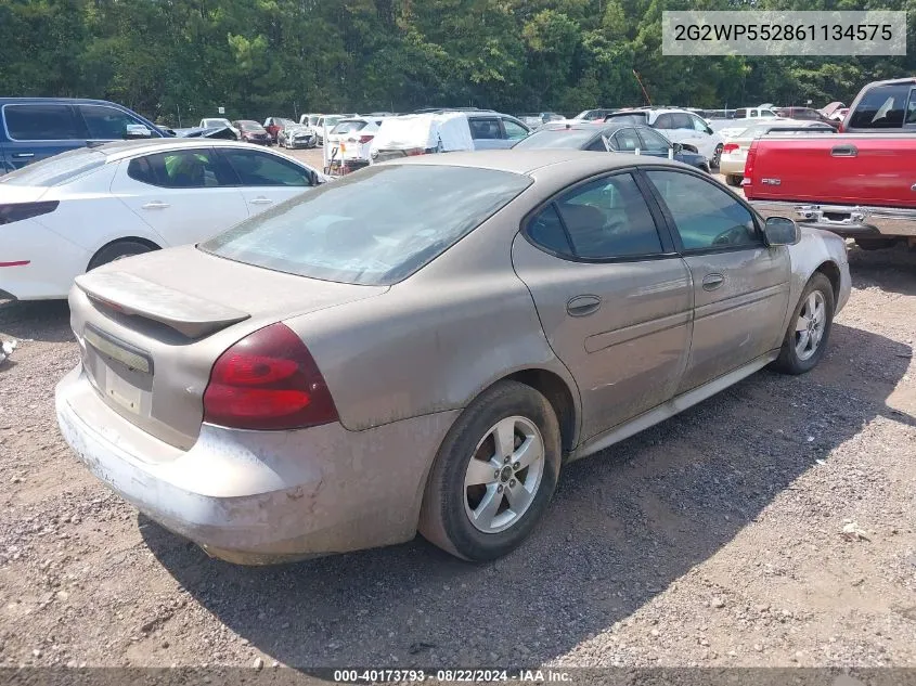 2006 Pontiac Grand Prix VIN: 2G2WP552861134575 Lot: 40173793