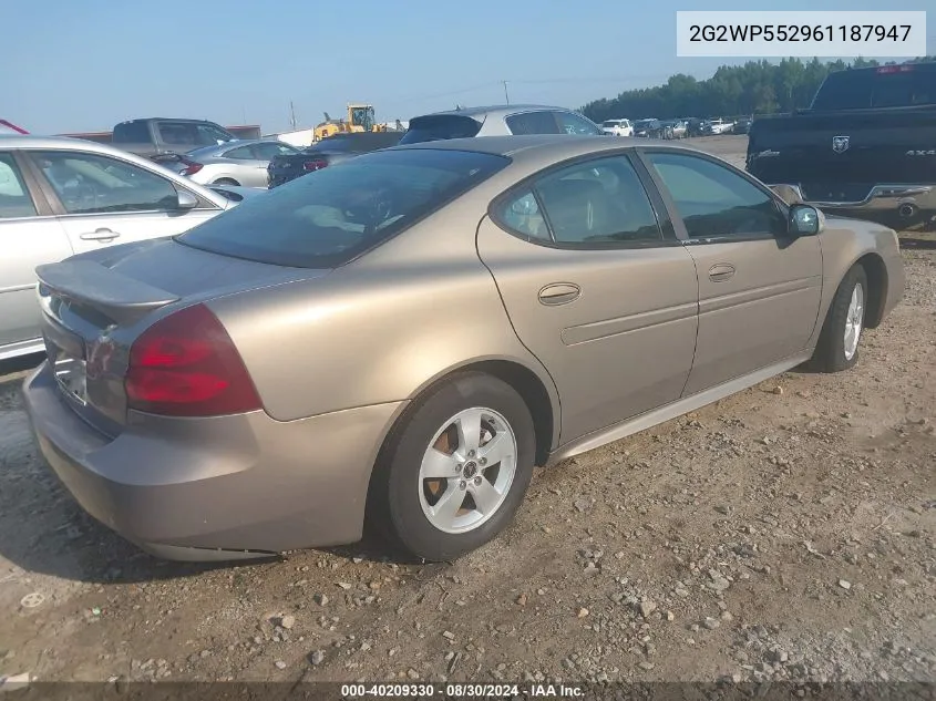 2006 Pontiac Grand Prix VIN: 2G2WP552961187947 Lot: 40209330