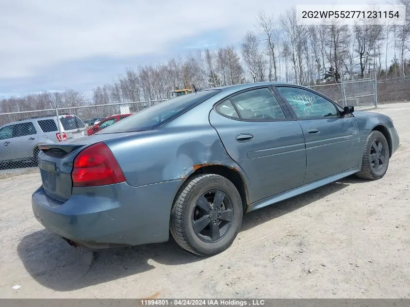 2007 Pontiac Grand Prix VIN: 2G2WP552771231154 Lot: 11994801