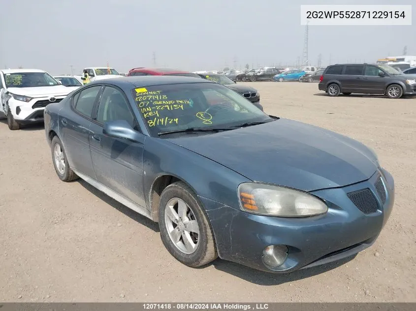 2007 Pontiac Grand Prix VIN: 2G2WP552871229154 Lot: 12071418