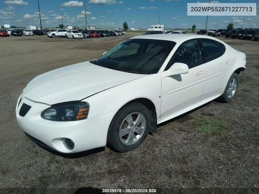 2007 Pontiac Grand Prix VIN: 2G2WP552871227713 Lot: 30039979