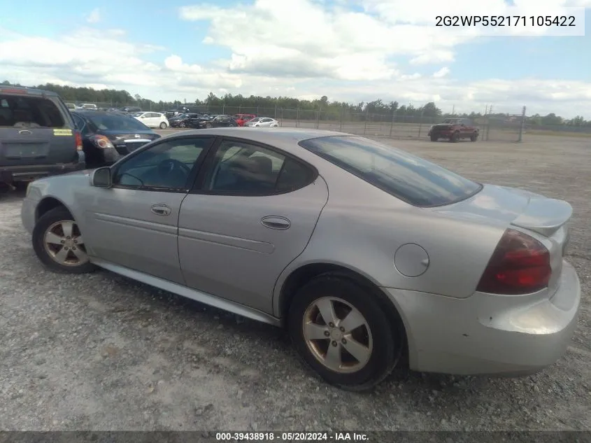 2007 Pontiac Grand Prix VIN: 2G2WP552171105422 Lot: 39438918