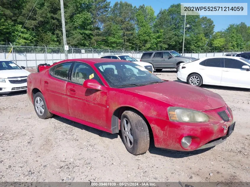 2007 Pontiac Grand Prix VIN: 2G2WP552571214059 Lot: 39461939