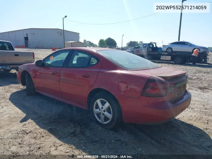 2007 Pontiac Grand Prix VIN: 2G2WP552571214059 Lot: 39461939