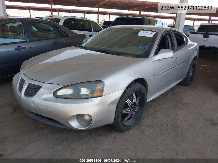 2007 Pontiac Grand Prix VIN: 2G2WP552971122839 Lot: 39586606