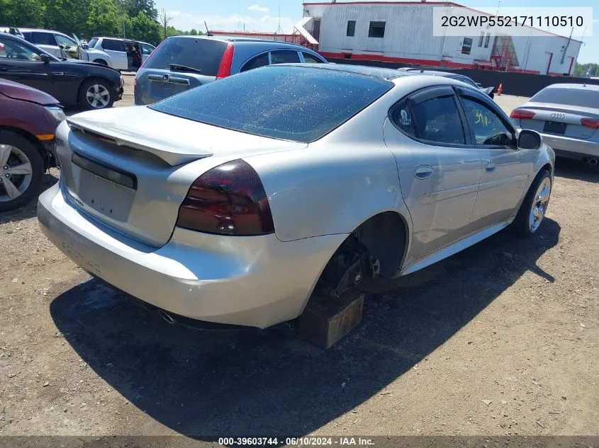 2007 Pontiac Grand Prix VIN: 2G2WP552171110510 Lot: 39603744