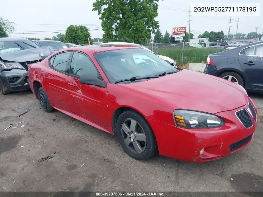 2007 Pontiac Grand Prix VIN: 2G2WP552771178195 Lot: 39707506