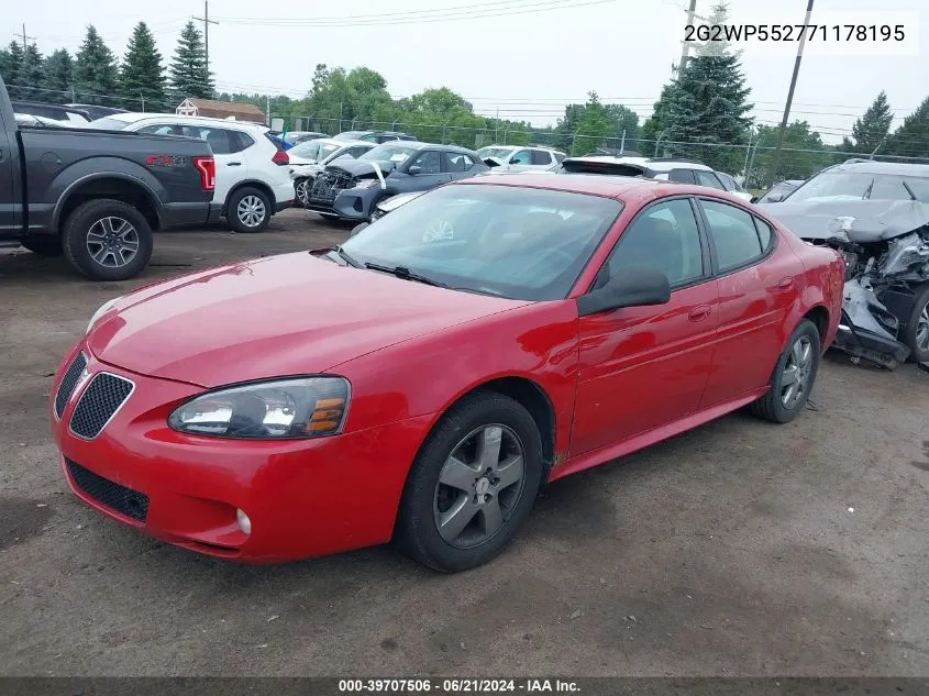 2007 Pontiac Grand Prix VIN: 2G2WP552771178195 Lot: 39707506