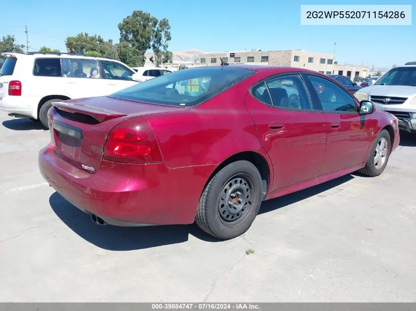 2007 Pontiac Grand Prix VIN: 2G2WP552071154286 Lot: 39884747