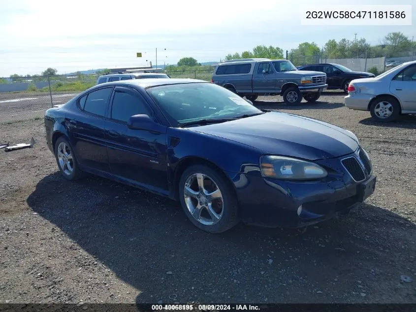 2007 Pontiac Grand Prix Gxp VIN: 2G2WC58C471181586 Lot: 40068195