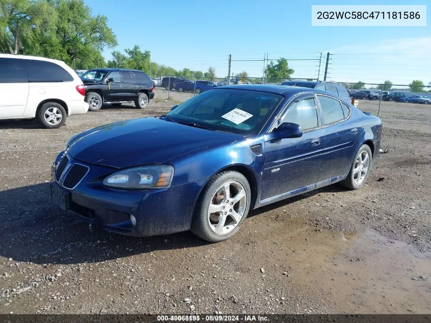 2007 Pontiac Grand Prix Gxp VIN: 2G2WC58C471181586 Lot: 40068195