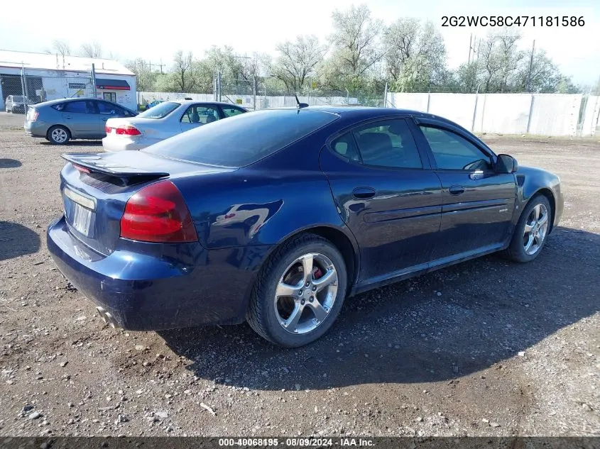 2007 Pontiac Grand Prix Gxp VIN: 2G2WC58C471181586 Lot: 40068195