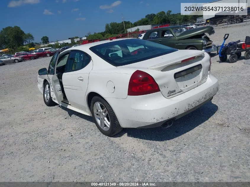 2007 Pontiac Grand Prix Gt VIN: 2G2WR554371238016 Lot: 40121349