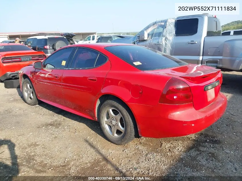 2007 Pontiac Grand Prix VIN: 2G2WP552X71111834 Lot: 40330746