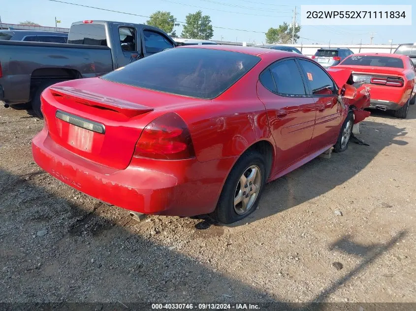 2007 Pontiac Grand Prix VIN: 2G2WP552X71111834 Lot: 40330746