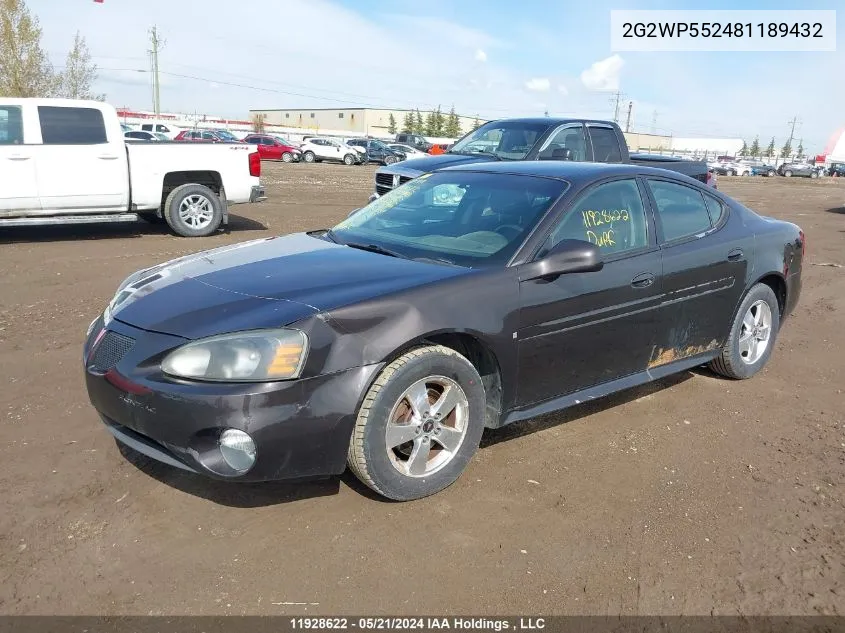 2G2WP552481189432 2008 Pontiac Grand Prix