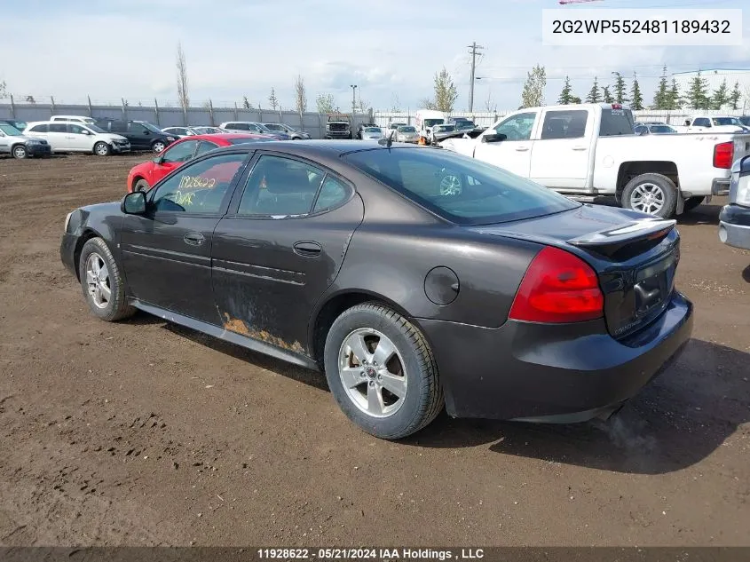 2G2WP552481189432 2008 Pontiac Grand Prix