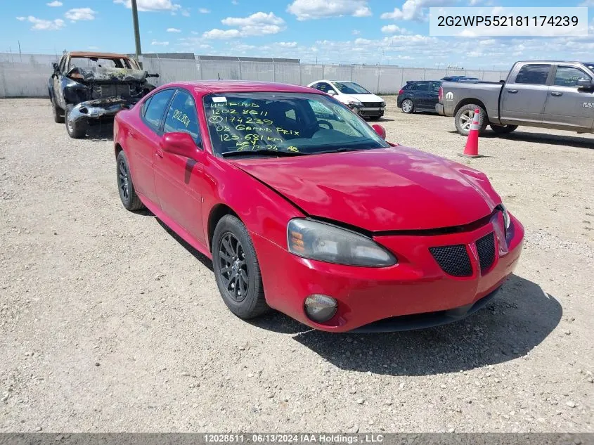 2008 Pontiac Grand Prix VIN: 2G2WP552181174239 Lot: 12028511