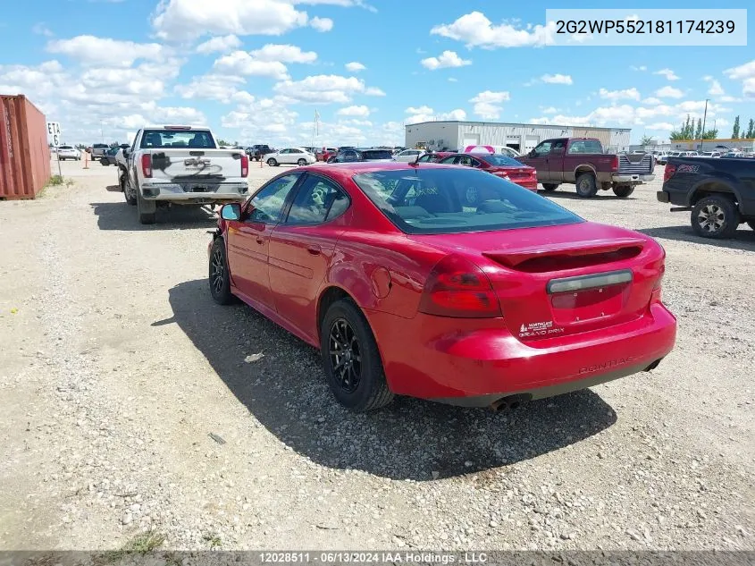 2008 Pontiac Grand Prix VIN: 2G2WP552181174239 Lot: 12028511