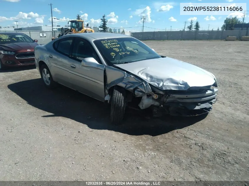 2008 Pontiac Grand Prix VIN: 2G2WP552381116066 Lot: 12032535