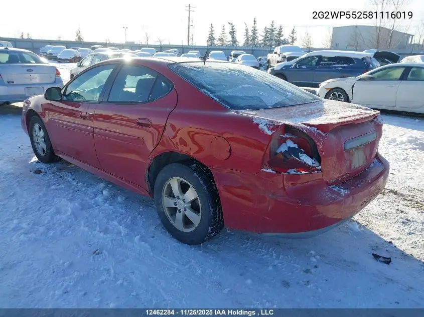 2G2WP552581116019 2008 Pontiac Grand Prix
