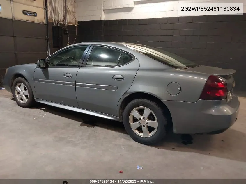 2008 Pontiac Grand Prix VIN: 2G2WP552481130834 Lot: 37976134