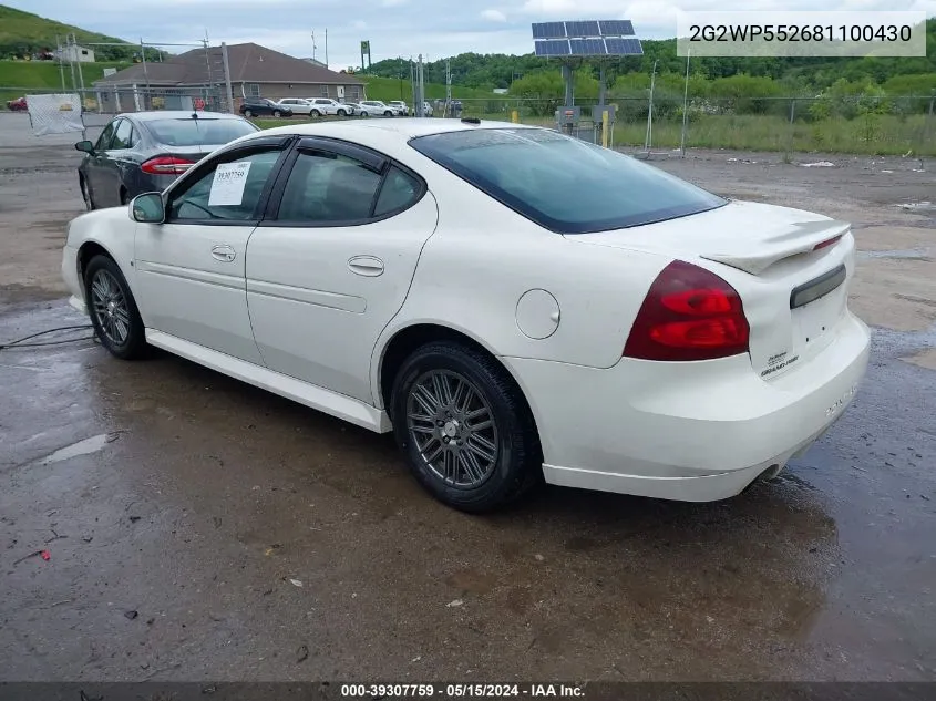 2008 Pontiac Grand Prix VIN: 2G2WP552681100430 Lot: 39307759