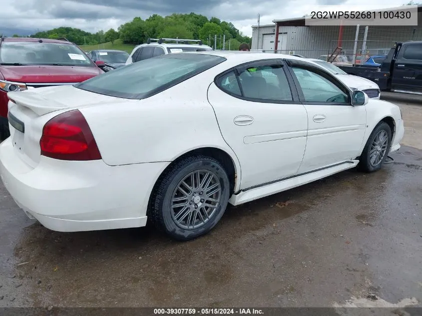 2008 Pontiac Grand Prix VIN: 2G2WP552681100430 Lot: 39307759