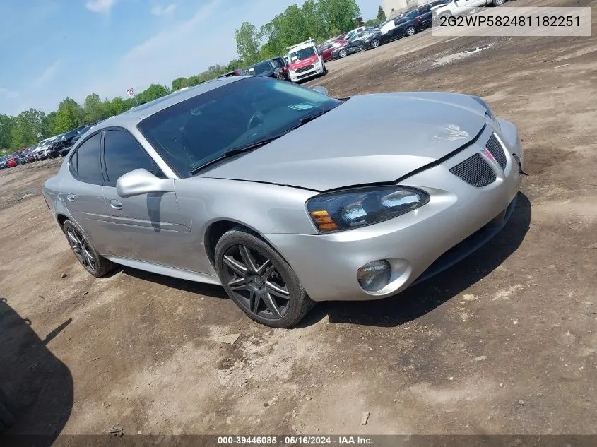 2008 Pontiac Grand Prix VIN: 2G2WP582481182251 Lot: 39446085