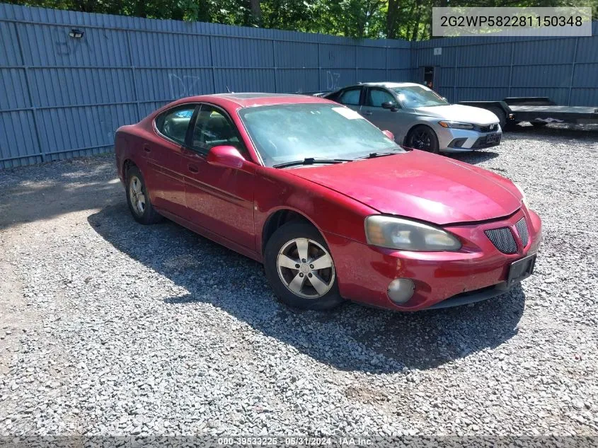 2008 Pontiac Grand Prix VIN: 2G2WP582281150348 Lot: 39533225