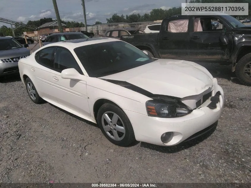 2008 Pontiac Grand Prix VIN: 2G2WP552881170396 Lot: 39582384