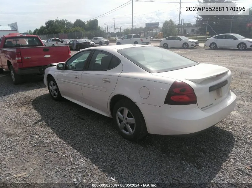 2008 Pontiac Grand Prix VIN: 2G2WP552881170396 Lot: 39582384