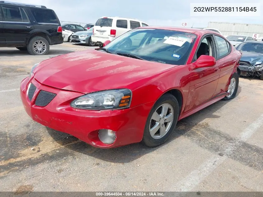 2008 Pontiac Grand Prix VIN: 2G2WP552881154B45 Lot: 39644504