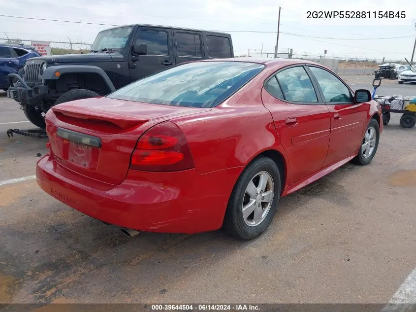 2008 Pontiac Grand Prix VIN: 2G2WP552881154B45 Lot: 39644504