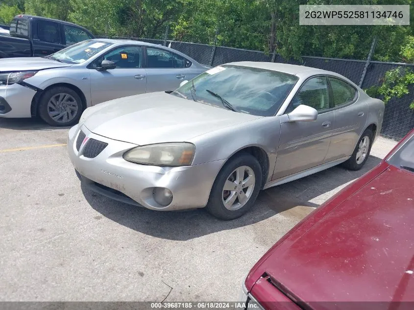 2008 Pontiac Grand Prix VIN: 2G2WP552581134746 Lot: 39687185