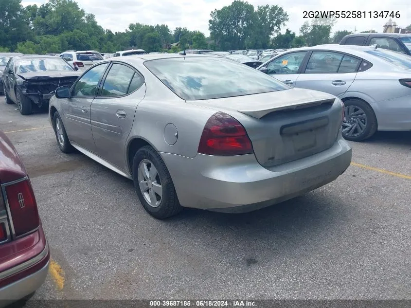 2008 Pontiac Grand Prix VIN: 2G2WP552581134746 Lot: 39687185