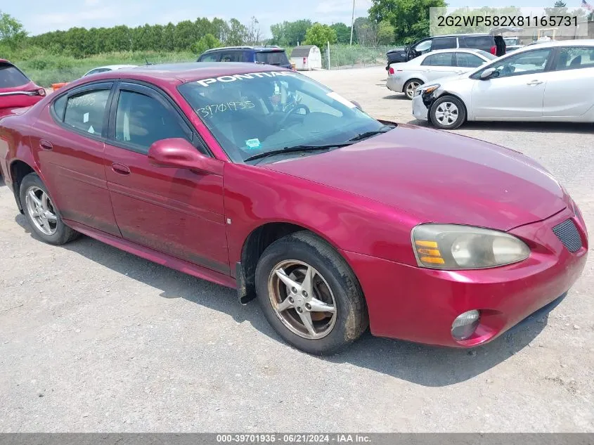 2008 Pontiac Grand Prix VIN: 2G2WP582X81165731 Lot: 39701935