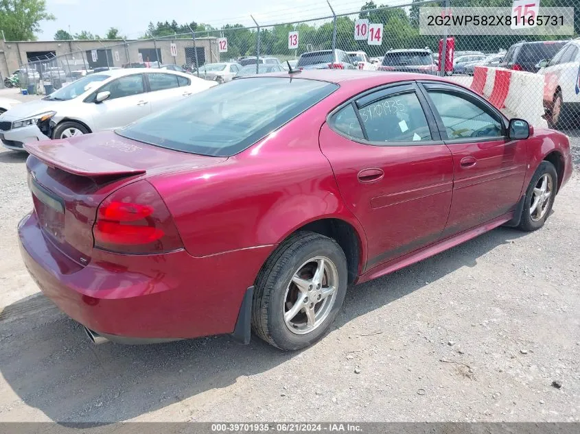 2008 Pontiac Grand Prix VIN: 2G2WP582X81165731 Lot: 39701935