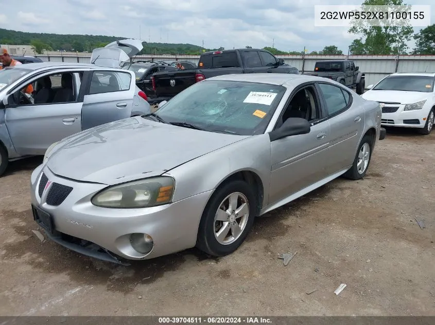 2008 Pontiac Grand Prix VIN: 2G2WP552X81100155 Lot: 39704511