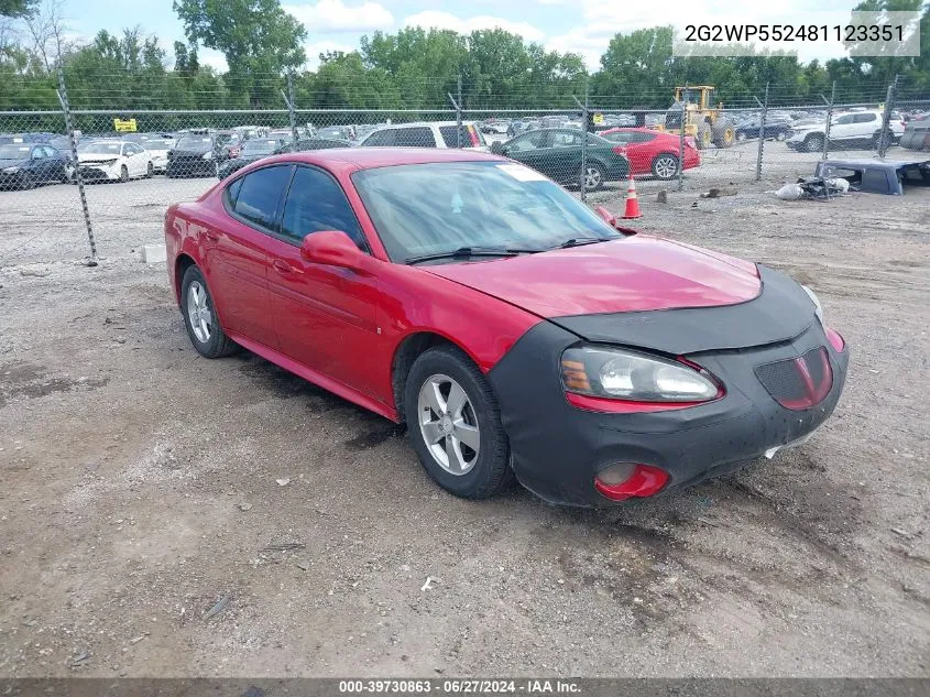 2008 Pontiac Grand Prix VIN: 2G2WP552481123351 Lot: 39730863